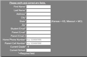 screenshot of student information page